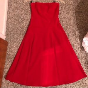 Red tea length dress